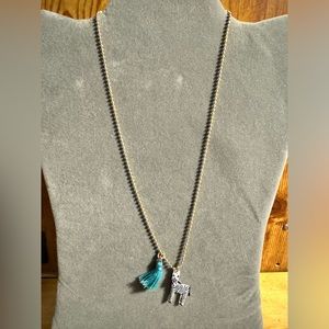 CrewCuts Zebra Tassel Gold Tone Necklace